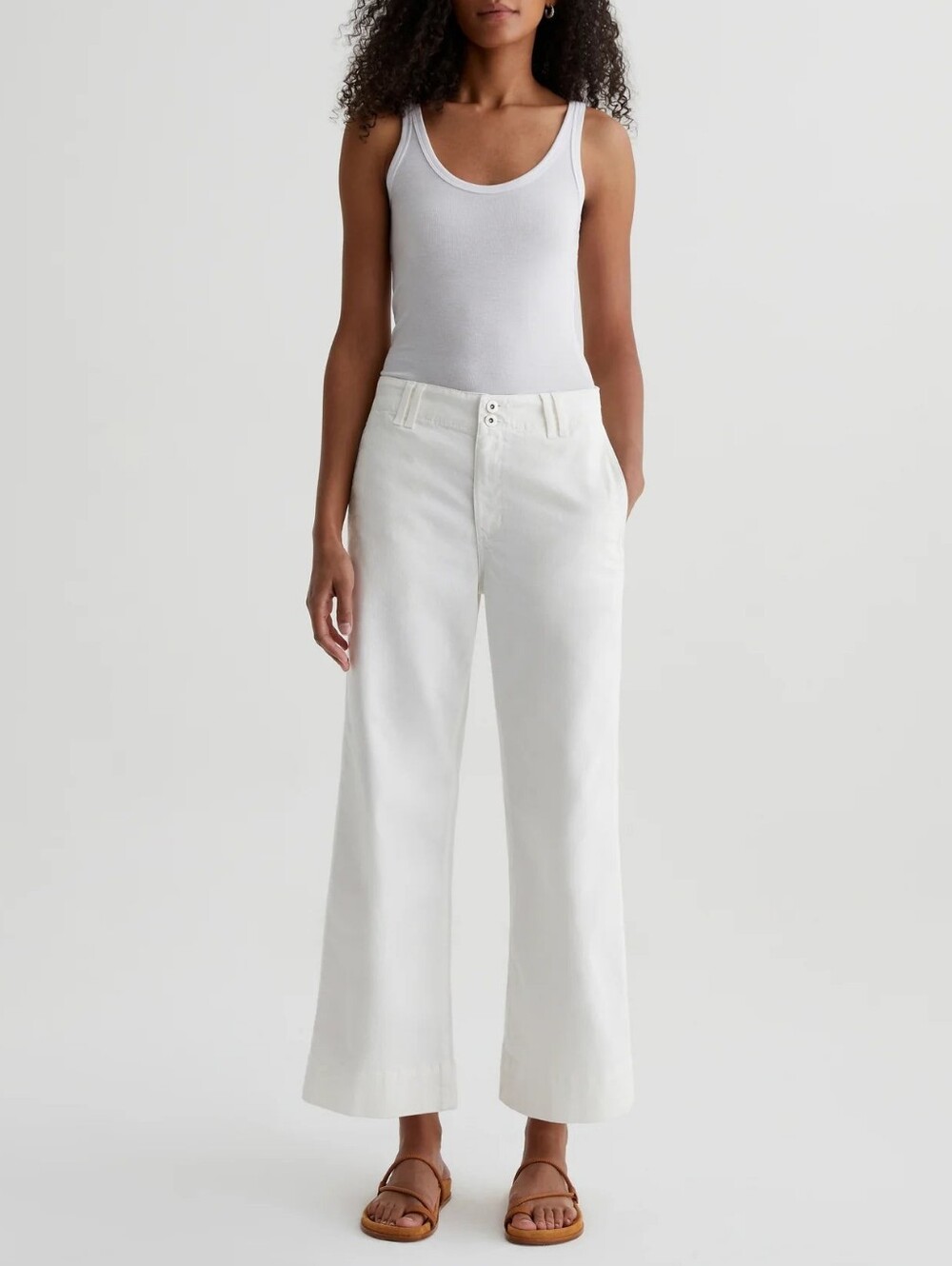 AG Adriano Golschmied Natasha Mid-Rise Crop Jeans in Powder Size 27